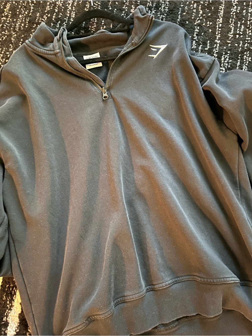 Gymshark Black Quarter-Zip Pullover with White Logo
